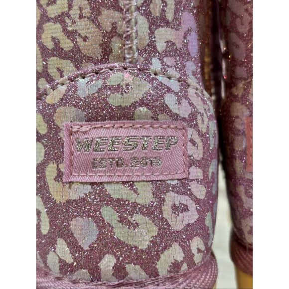Weestep Girls pink leopard casual winter snow boots size 8 - Picture 6 of 9